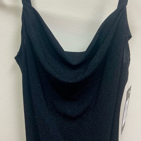 BNWT 🖤✨ Bebe Sparkly Spaghetti Strap Cowl-Neck Maxi-Dress - Picture 3 of 5